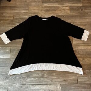 Calvin Klein Black White Colorblock Tunic Top Shirt Womens Plus Size 2X